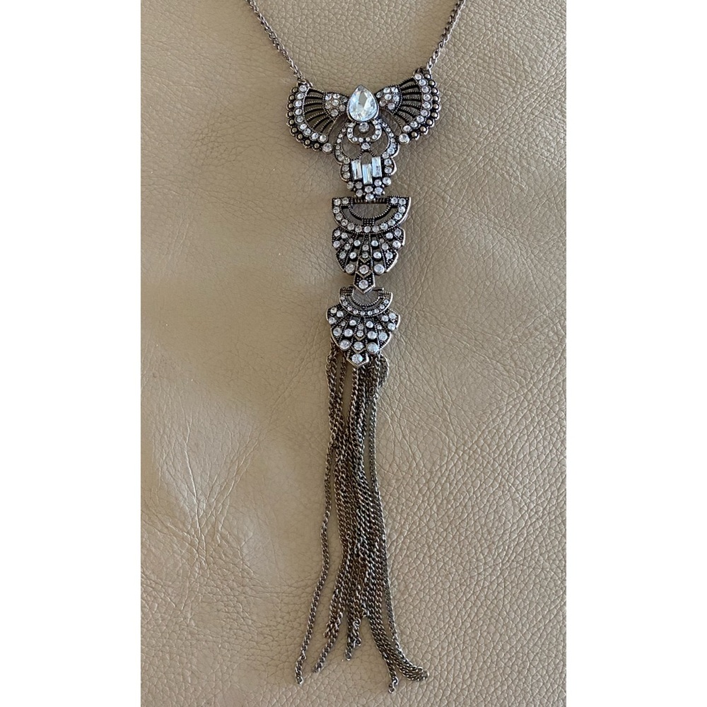 Unique Silver Tassel Statement Necklace